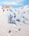 Esquiador en la montaña nevada Arte de la pared Deporte Cabaña de esquí en la nieve blanca por Knife